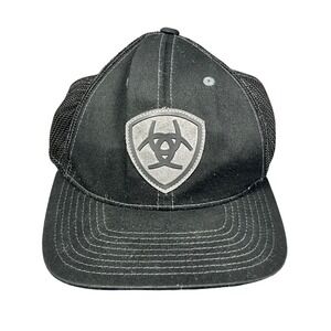 Ariat Mens Black Trucker Hat Logo Patch Flexfit 110 Snapback Mesh Cap Adjustable